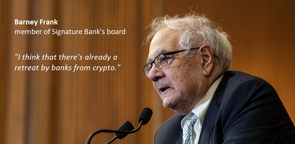 Barney Frank, member of Signature Bank’s board and the author of Dodd-Frank Act: „Are we the first bank to be closed, totally, without being insolvent? And if so, why? (…) They don’t want banks doing crypto.”