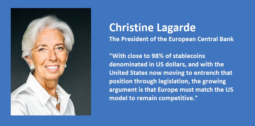 President of the ECB: „Europe must respond by promoting euro-denominated stablecoins of its own”